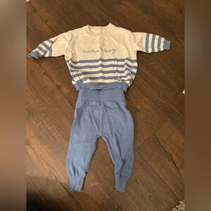 Mama's Boy Blue & Cream Knit Baby Set